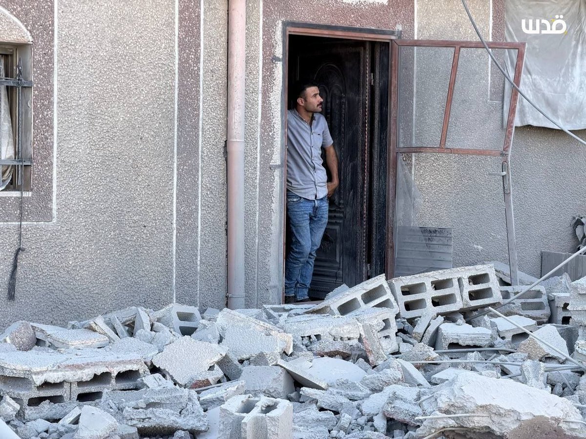 QudsNen's tweet photo. Locals inspect the destruction after Israeli occupation authorities demolished the home of slain Palestinian man Farouq Ramadan in the village of Tell, southwest of Nablus.

Ramadan, 41, was killed alongside three cousins on July 24, 2026, by Israeli forces while defending his village from a violent attack by armed settler militias.