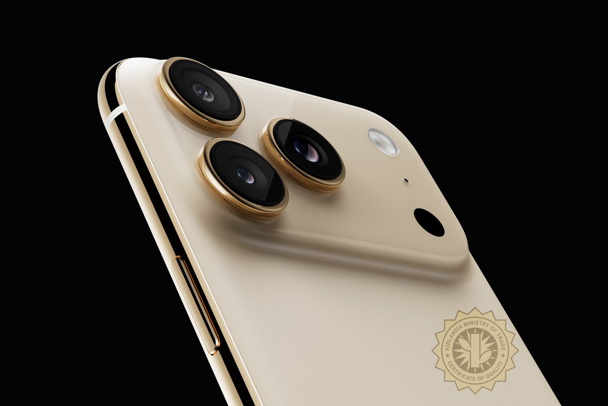 VadimYuryev's tweet photo. Pro models must have 3 cameras on the back. Only way to do this with glass on the back is to keep the current camera plateau design but swap out aluminum for glass that’s a single milled piece like on the iPhone Air.

Epic render by @kirdercee shows exactly what makes sense. https://t.co/hxS8YvfLEv