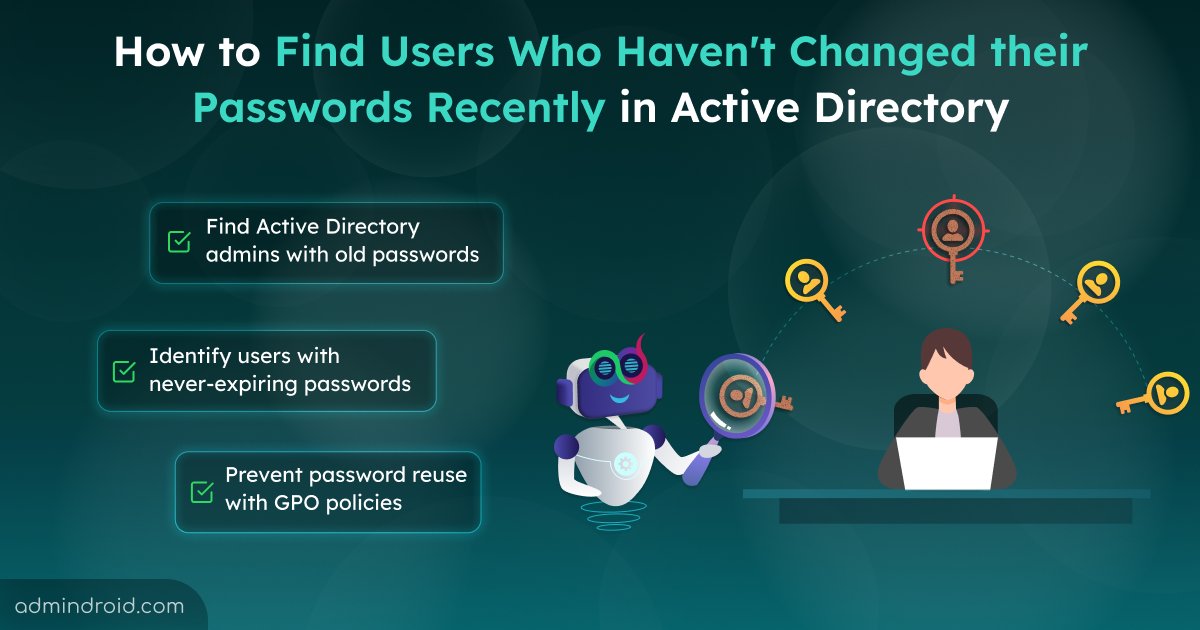 AdmiinDroid's tweet photo. Setting password policies is easy. Proving compliance is harder.
ADUC gives a list. #PowerShell shows password age. But "how many accounts are past 90 days?" takes more than one report.
Here's an easier way👇
https://t.co/3CH1B159z9
#ActiveDirectory #AdminDroid #PasswordPolicy https://t.co/so6HVlJx07
