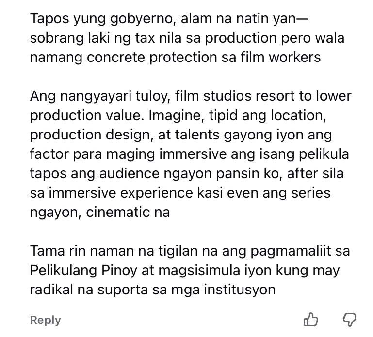 wearep0tato's tweet photo. Eto yung buong take ko sa diskursong to

Tldr— ang kalaban ay hindi audience, hindi rin hollywood— film distributors at gobyerno ang kalaban https://t.co/1h6BeW1PKS