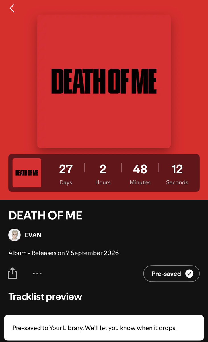 evandigitalth's tweet photo. EVER อย่าลืมกด pre-save อัลบั้ม DEATH OF ME กันน้าา🔥✅

🔗 https://t.co/XmQMbUifbb

#DEATH_OF_ME 
#EvanDigitalTH
#EVAN #에반 #HEESEUNG #희승 https://t.co/9ZL4pNKdkC
