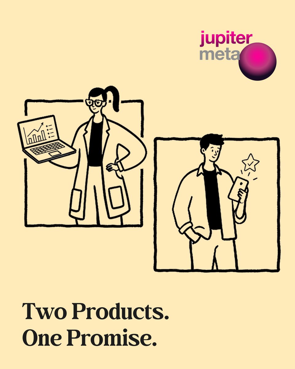 JupiterMeta's tweet photo. Two products, one idea: data you can believe because a verified human actually said it.

#jupitermeta #Herculesworks #SuperJ https://t.co/XY1vl3QATU