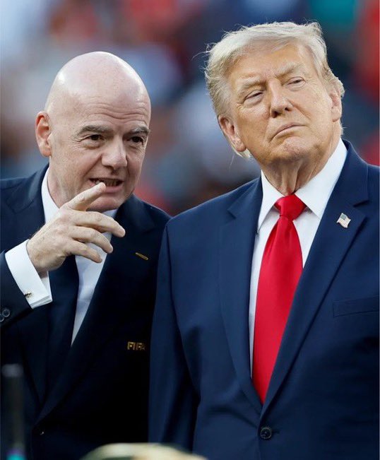 centregoals's tweet photo. 🚨🚨🎙️| Donald Trump on Gianni Infantino: “FIFA would be making a terrible mistake if, for any reason, they even considered replacing President Gianni Infantino.

“He is fantastic, having just presided over the most successful World Cup, by four times, ever presented. If he is gone, it will never be as successful or profitable again! Thank you for your attention to this matter.”