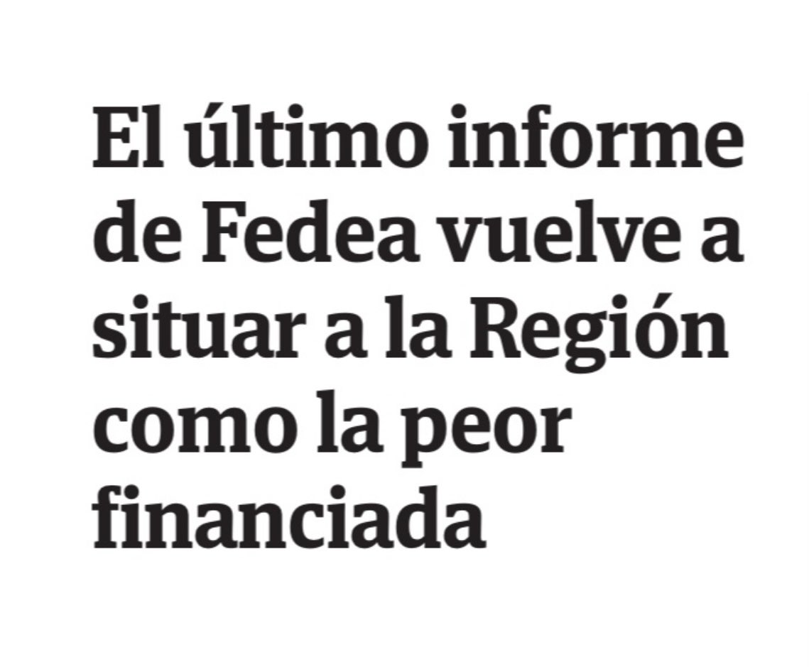 bernabepaco's tweet photo. La Fundación de Estudios de Economía Aplicada (FEDEA) ha vuelto a dictar sentencia. La Región de Murcia sigue siendo la comunidad autónoma peor financiada de España: 300€ menos de media anuales recibe cada murciano que el resto de españoles

Lo aprobó ZP y lo mantiene Sánchez 😡 https://t.co/qVm7aTtjcM