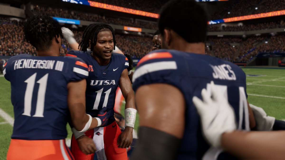 MaverickGooston's tweet photo. Nail bitter, Tulsa took us to OT. Huge 2pt conversion. Need to rest up, get the team healthy and be ready for a bloodbath in the conference championship!

Fast. Physical. Relentless. 

#easports #NCAA27 #UTSA #collegefootball27 #gaming #xbox #playstation #EA #NFL #tulsa #video https://t.co/qk1oMYS77C