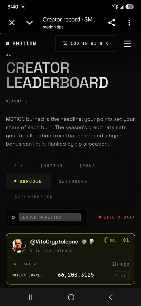 VitoCryptoleone's tweet photo. So I just found out I'm Top 7 on @motiontip All Leaderboard for bagworking &amp; Top 1 for $BRODIE

I'll take that

Anything for the $PONS family https://t.co/h2mHY4wTbb