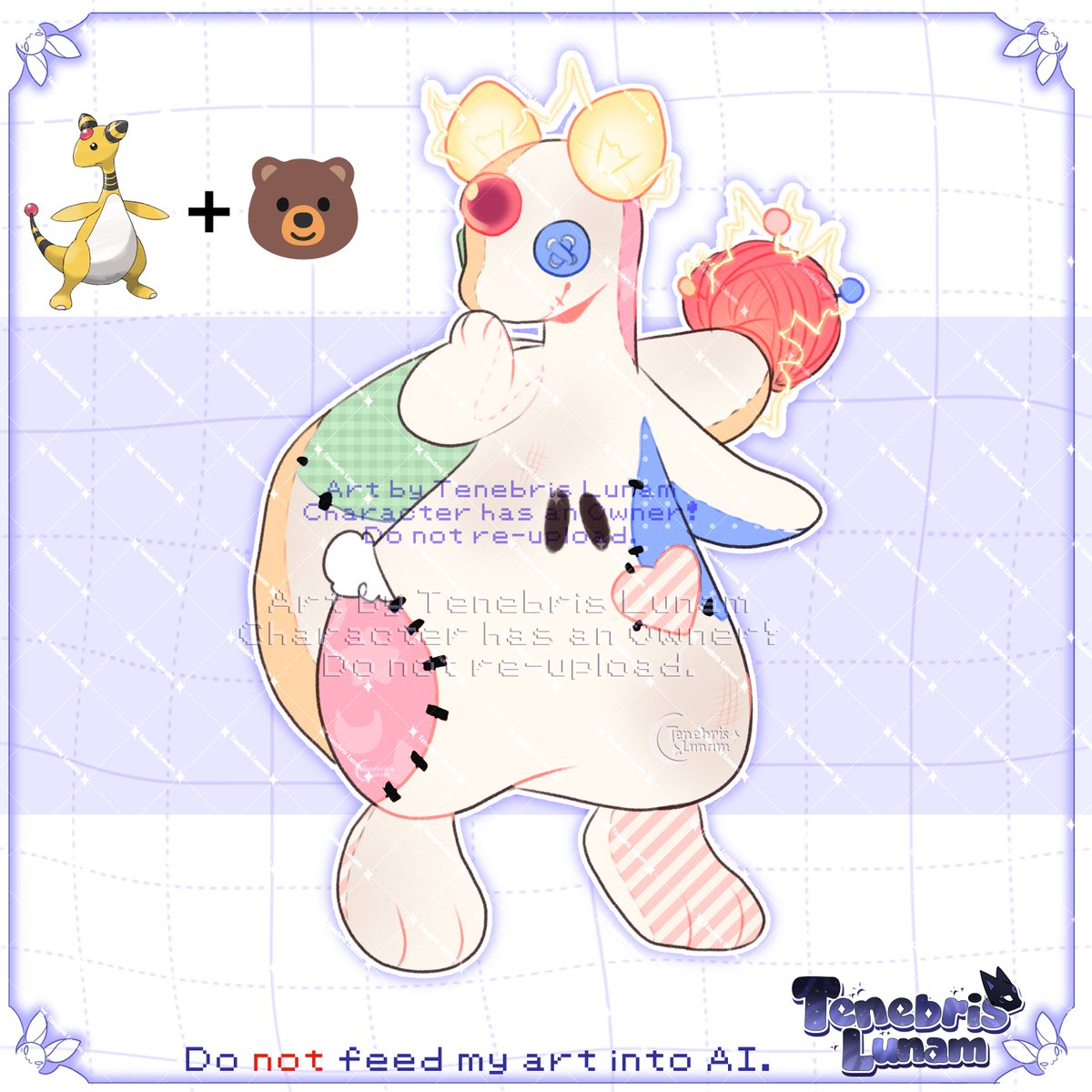 TeneLunam's tweet photo. What if...? Ampharos with a plushie! 
Character has an owner! 

#pokemon #pokefusion #pokemonfusion #ampharos https://t.co/DkRSqmCujx