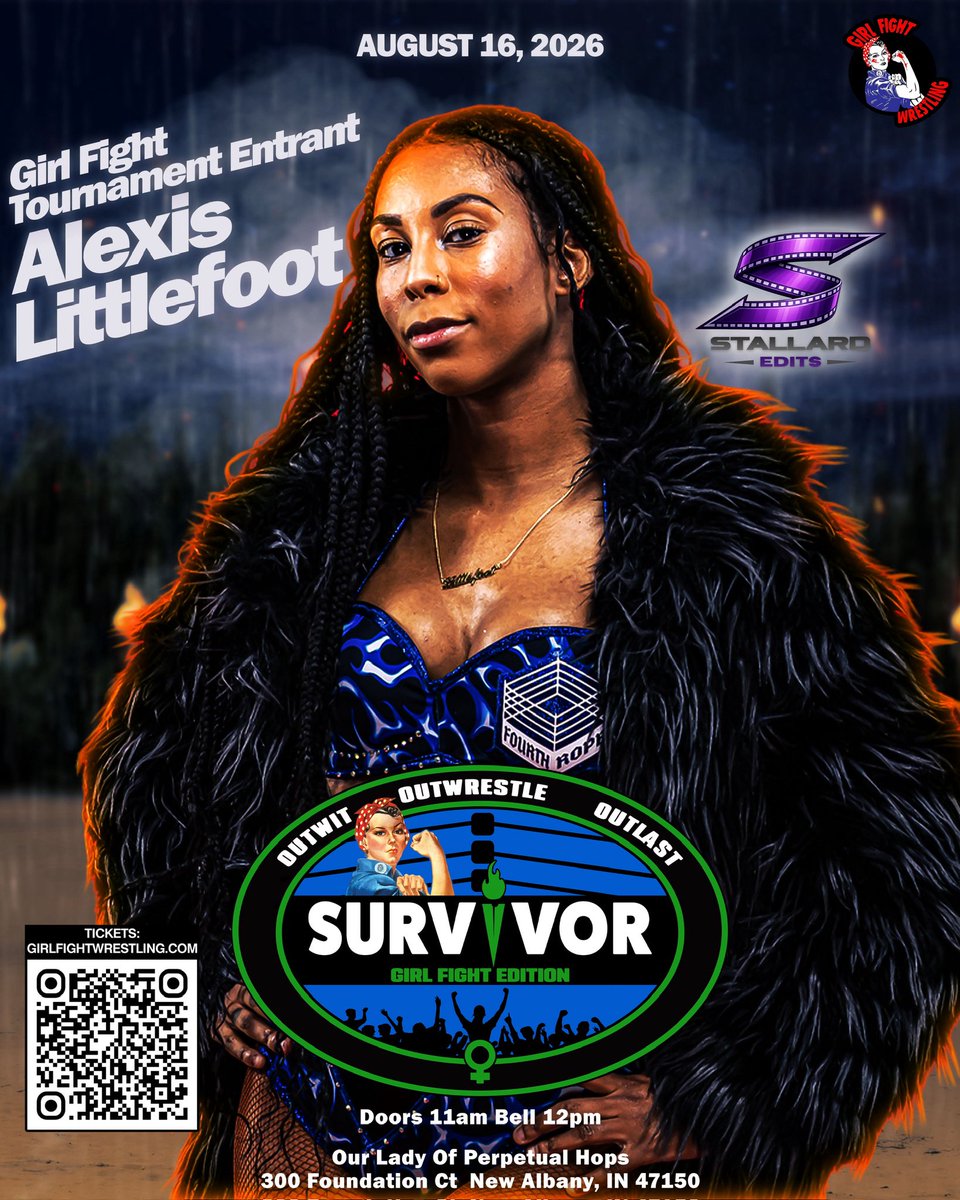 GirlFightWrest's tweet photo. Final entrant for the Girl Fight tournament. She’s the big flexer that always has something to say…

.@YungLittlefoot enters the championship tournament at SURVIVOR: Girl Fight Edition this Sunday. 

Shout out to our tournament sponsor @Stallard999 edits! https://t.co/iHvpq6mcl0