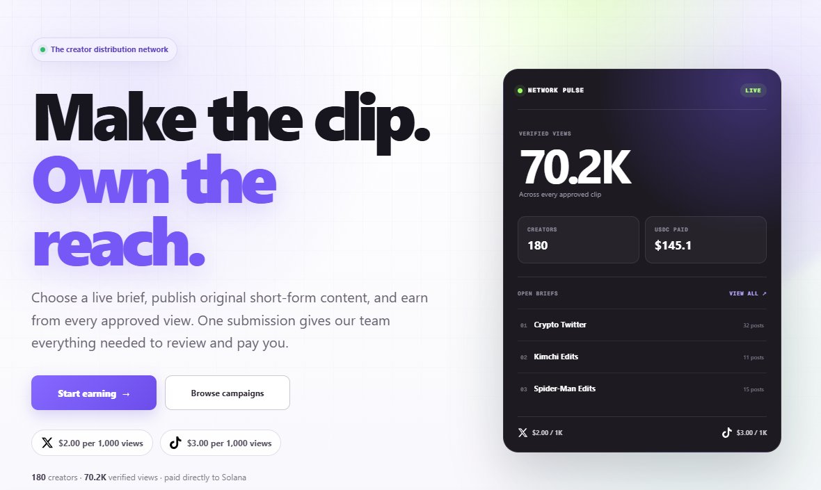 clipfarmtoday's tweet photo. Going to be pushing out a campaign update tomorrow alongside some other minor changes.

- 70.2K verified views 
- 180 creators 
- $145.1 USDC paid out

Lovely to see the community still growing. 

https://t.co/kBesN00FqZ https://t.co/azFXhFTfpu