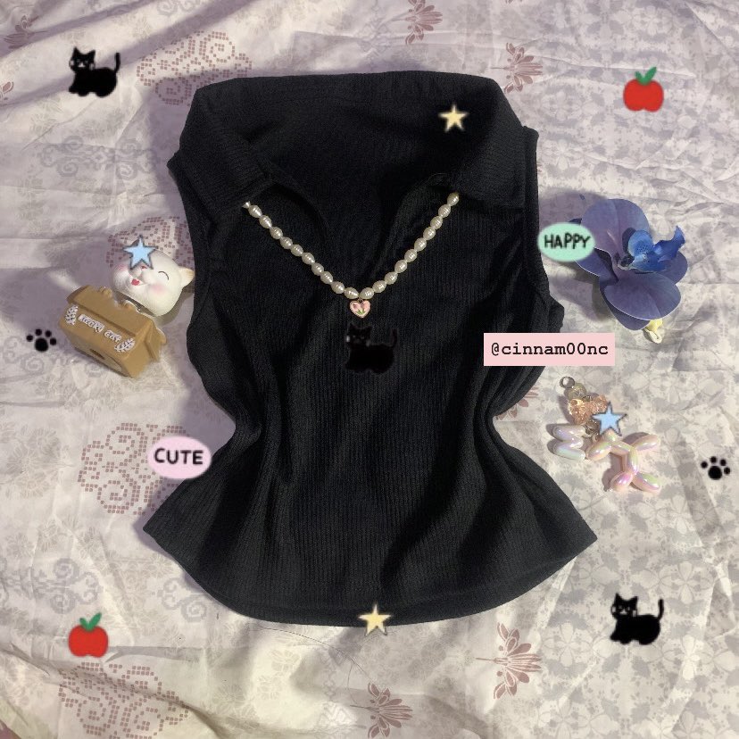 cinnam00nc2's tweet photo. 💬 New tanktop kerah black 20k 🎀✨
📐 ld: 80 ~100 pjg: 40 🌸 
🛒 co via oyen 🍊 no cod ❕
🫧 if interested, dm 💌🎀 https://t.co/jP1qITkCBL