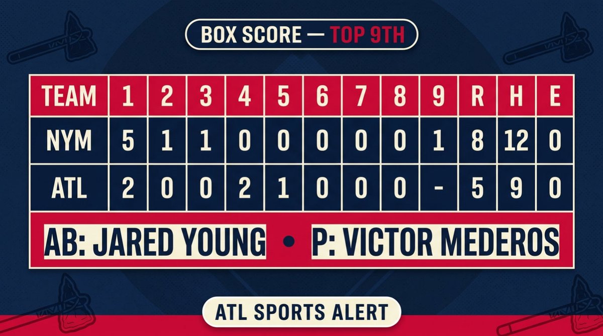 404SportsGang's tweet photo. 📊 Box — Top 9th
    1 2 3 4 5 6 7 8 9  R H E
NYM 5 1 1 0 0 0 0 0 1  8 12 0
ATL 2 0 0 2 1 0 0 0 -  5 9 0 https://t.co/ijg8FV9U3G