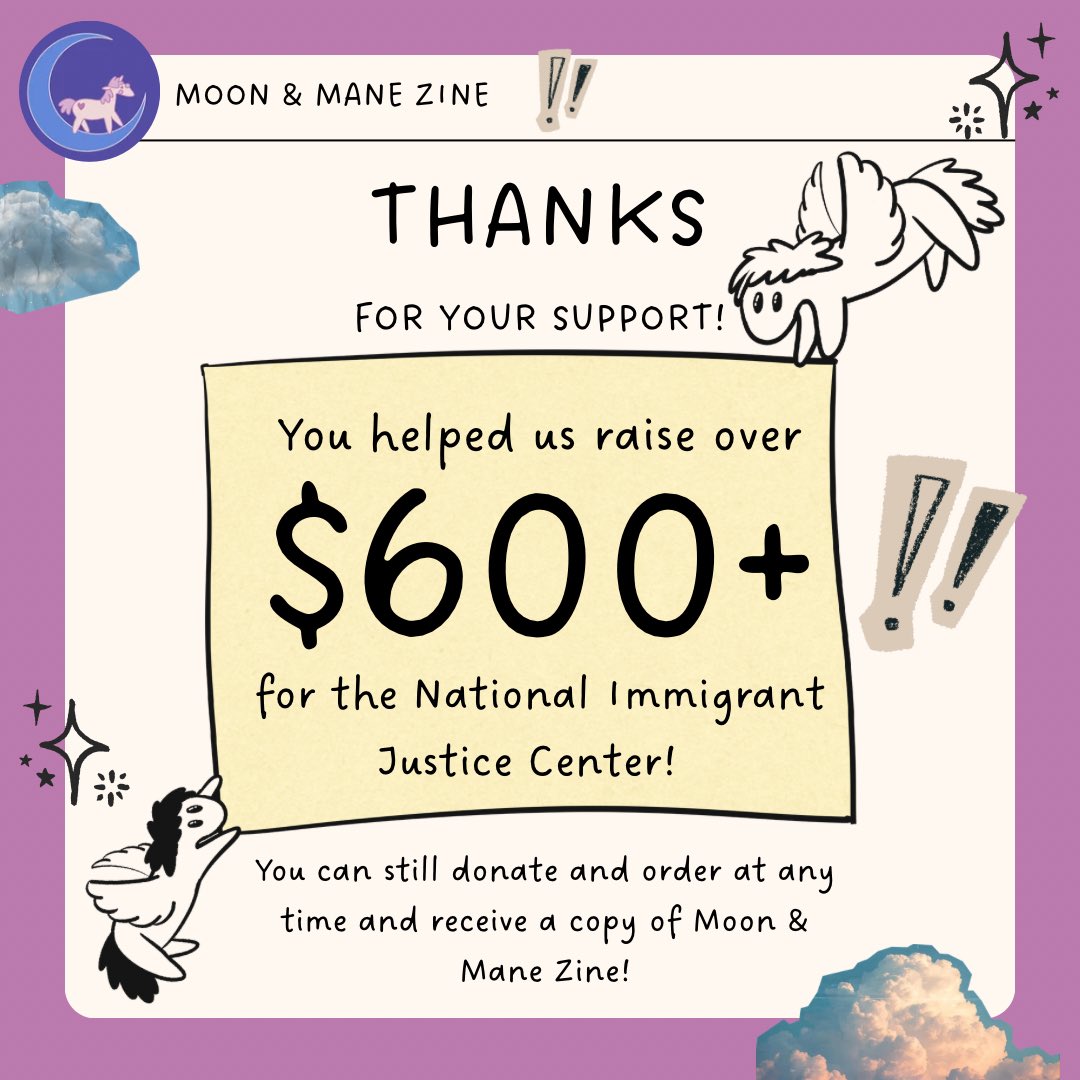 MoonManeZine's tweet photo. ✨ Thanks so much for your support of Moon &amp; Mane Zine and for donating to @NIJC!

If you didn’t order and would like to, we are still taking orders here : https://t.co/whCageQ6t9 https://t.co/0WfyCsGf8Q