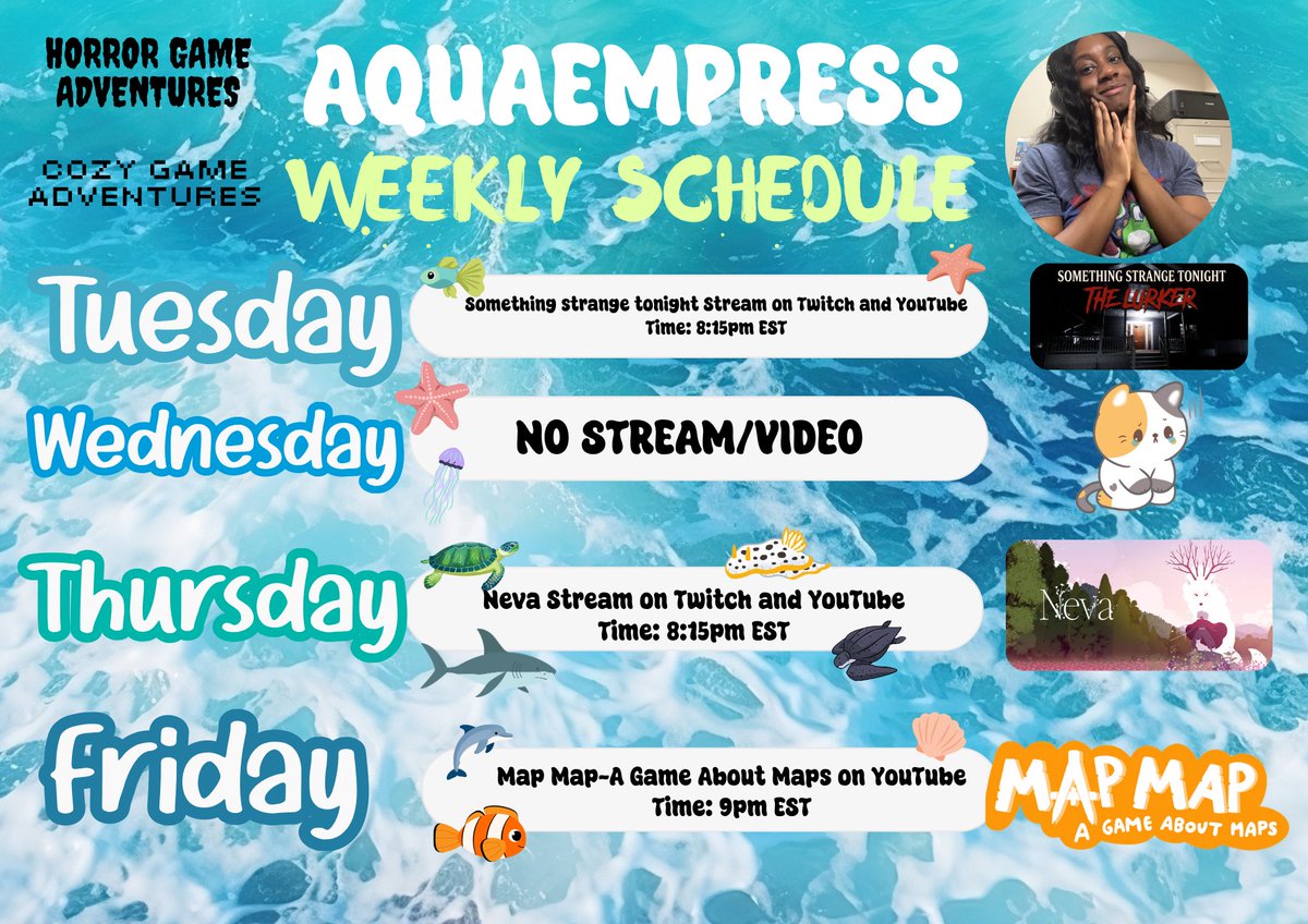 aqua_empress's tweet photo. Hey Aquamariners here’s my stream for this week, stay tuned! 😊🩵 #RoyalENT #RealmCreator #BunniiGang #YouTubeGaming 

🌊: https://t.co/JXoPb8EpP8
🐚: https://t.co/gD3vaKN1SI https://t.co/Btg5imO4eV