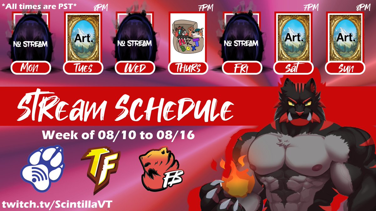 ScintillaVT's tweet photo. OMG A schedule?!
Subathon likely ending on Tues! Come join us tomorrow! https://t.co/1Qr2BkWDvo