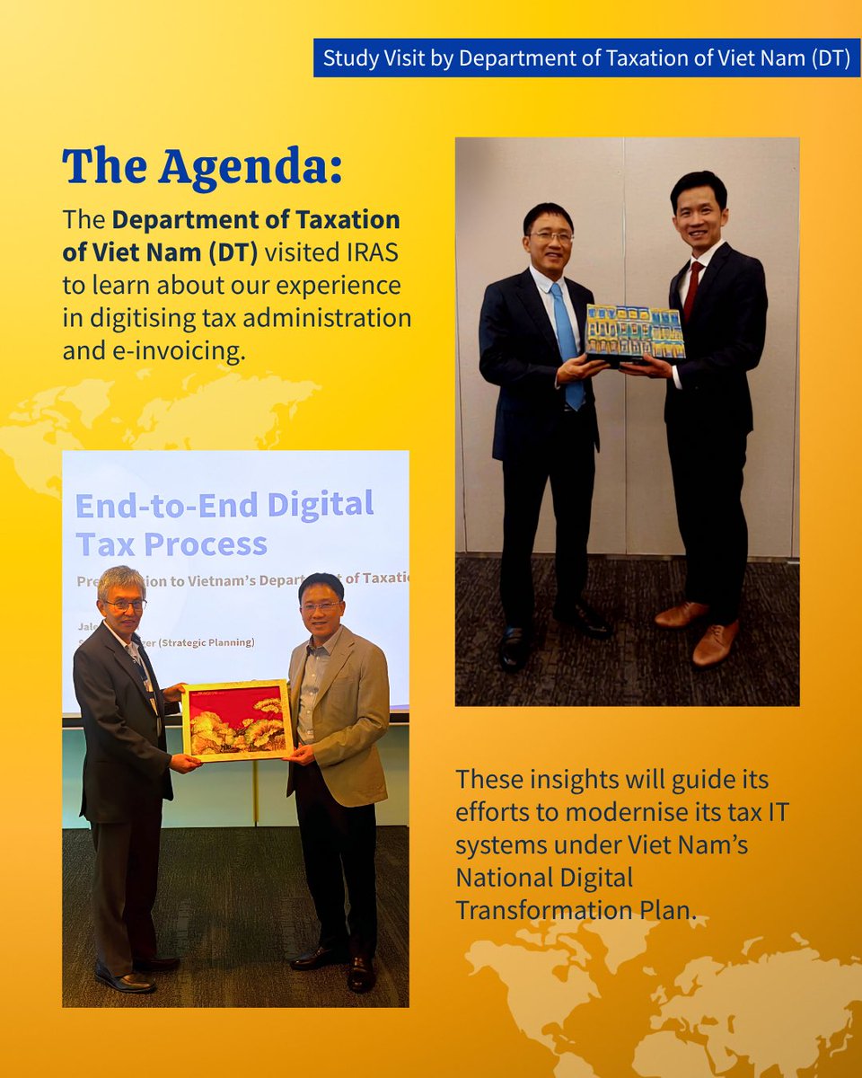 irassg's tweet photo. 🫱🏻‍🫲🏼 IRAS welcomed delegates from the Department of Taxation of Viet Nam (DT) for a two-day study visit on digital tax transformation. Beyond digitalisation, both tax administrations also exchanged insights on compliance management, data governance and technology architecture.

This exchange strengthened our partnership with Vietnam’s tax administration to provide greater tax certainty for investors and reinforced the longstanding ties between our two countries.

#smallnationglobalvoice #LifeatIRAS