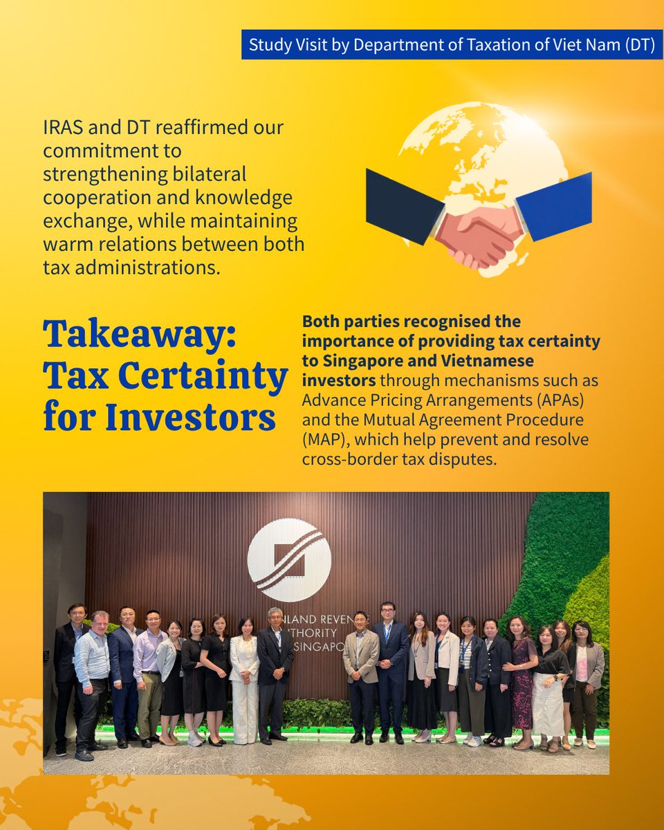 irassg's tweet photo. 🫱🏻‍🫲🏼 IRAS welcomed delegates from the Department of Taxation of Viet Nam (DT) for a two-day study visit on digital tax transformation. Beyond digitalisation, both tax administrations also exchanged insights on compliance management, data governance and technology architecture.

This exchange strengthened our partnership with Vietnam’s tax administration to provide greater tax certainty for investors and reinforced the longstanding ties between our two countries.

#smallnationglobalvoice #LifeatIRAS