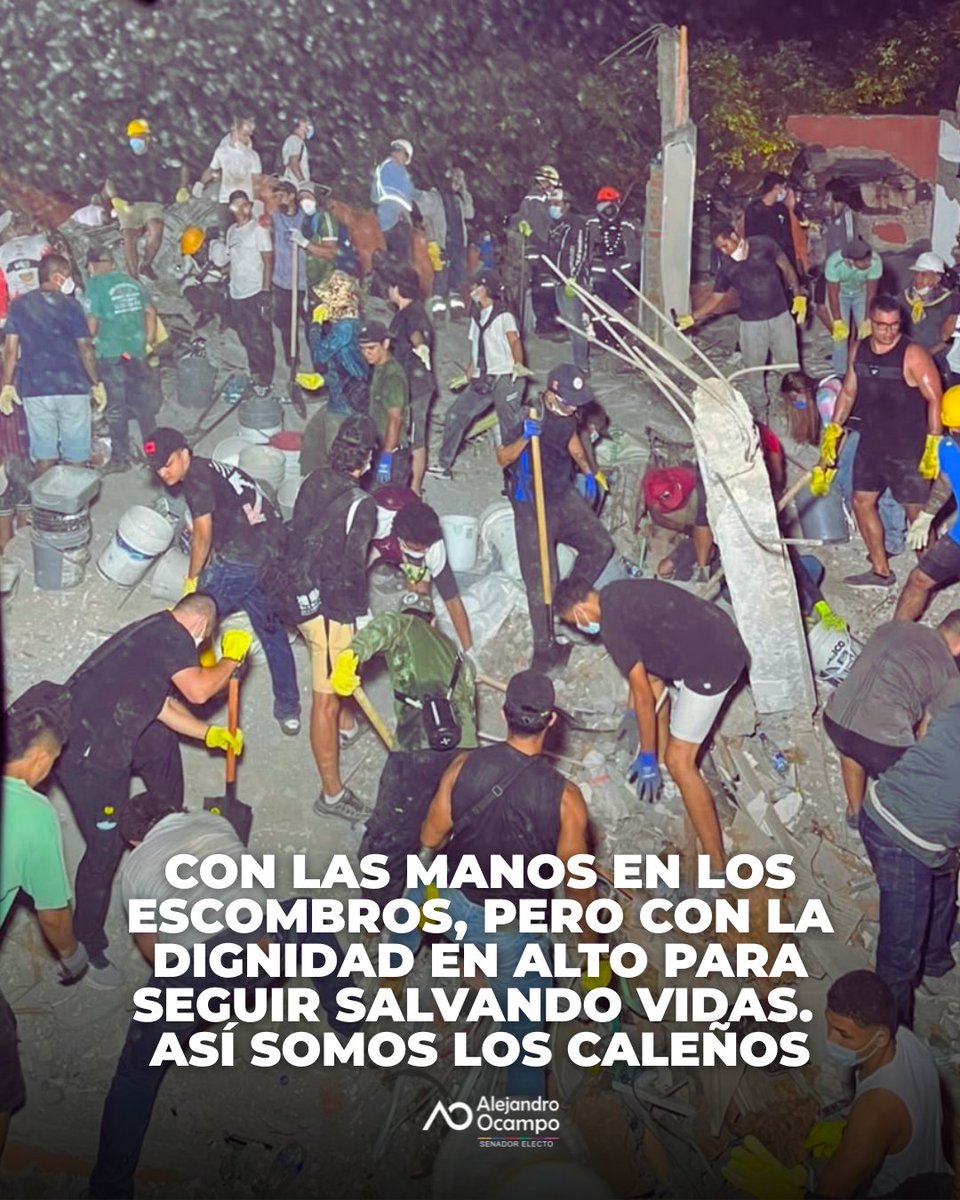 alejoocampog's tweet photo. Los caleños no nos rendimos. Con las manos en los escombros, pero con la dignidad de un pueblo que se levanta en medio de la tragedia, sabemos que unidos hacemos la fuerza.✊🏽
Sin duda una postal para la historia. https://t.co/60T9ZBdBO3