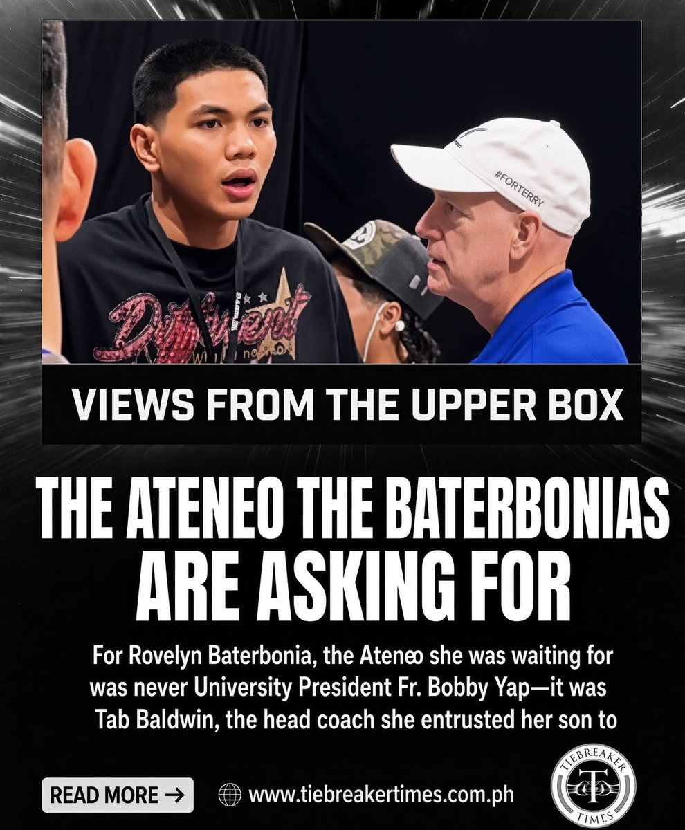 tiebreakertimes's tweet photo. For Rovelyn Baterbonia, the Ateneo she was waiting for was never University President Fr. Bobby Yap—it was Tab Baldwin, the head coach she entrusted her son to

#ReadMore 👉 https://t.co/ElGrb8xtgB

#UAAPSeason89 https://t.co/UX7y3x2xtp