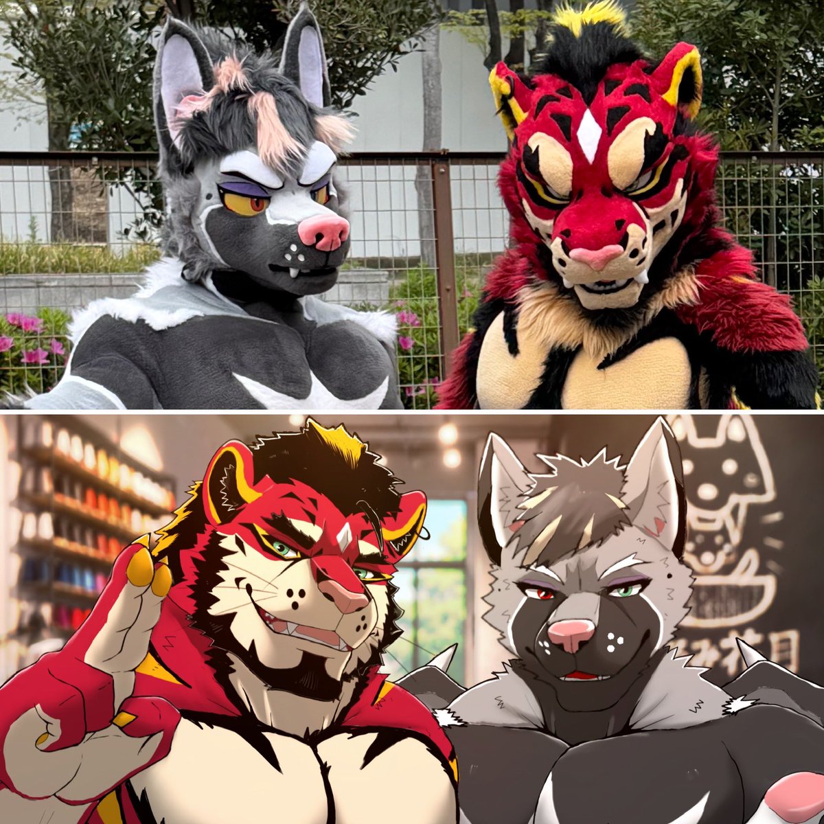 yasunavix's tweet photo. やはり…大好きだ。
何度見ても、何度会っても、
このドキメキが蘇る。

シャッチョ（月餅さん）と
戎京（ケイシさん）と
きぐるみ花月の全てのキャラに出会えたことが、
自分の幸せだ！ https://t.co/9ARIz17QSS
