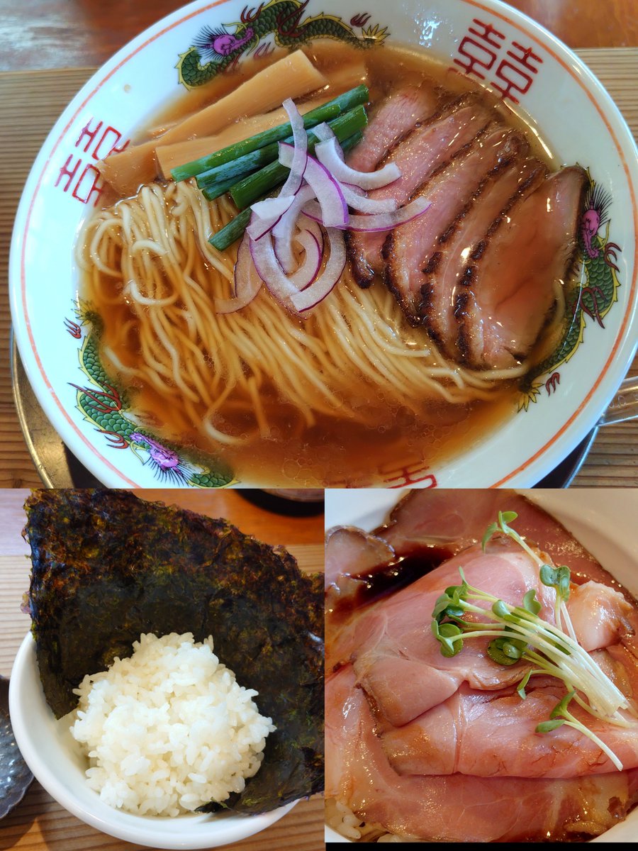 ToNao2017's tweet photo. #僕家のらーめんおえかき
浜名湖海老塩雲呑麺と浜北鴨そばの温と冷に冷たいふわまるラーメン🍜

静岡(藤枝)は朝ラーの聖地なんですね🤗
朝からハイクオリティのラーメンが食べれるのいいよね😍限定ラーメン美味いし地元食材使ってるのもいいね💮

浜名湖海苔🍚にチャー丼も😋

#ラーメン #朝ラー
@静岡 https://t.co/R2BKT5qIzM