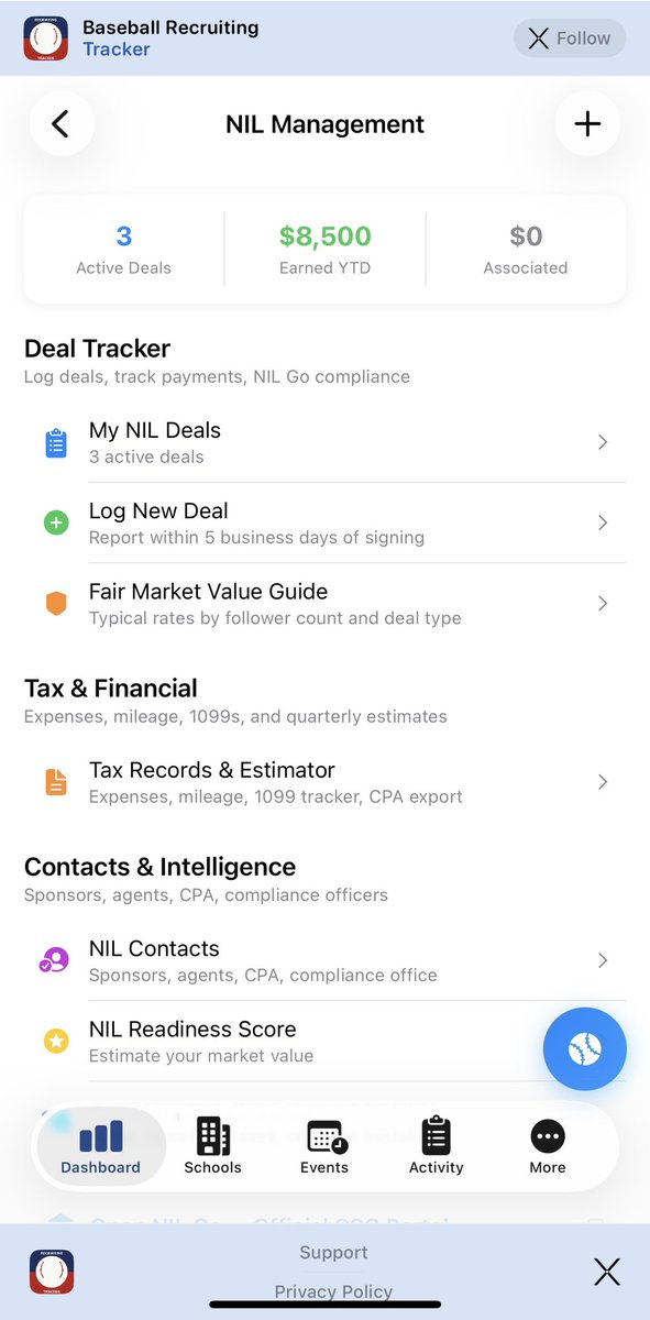 BBRecruitingApp's tweet photo. The next build, version 2.2 is almost here. NIL management. DM draft assistant. College cost calculator. Upgraded school profiles. Baseball Recruiting Tracker just got a whole lot more powerful — and it’s still free. Stay tuned. 

https://t.co/5sNjFhM32M

@BBRecruitingApp @YouthSports_Biz @BuyingSandlot @_thedirtbags @TheCanesBB @BUncommitted @UncommittedStud @prepbaseball @PSBaseballinc

#BaseballRecruiting #CollegeBaseball #TravelBaseball