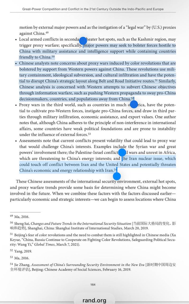 BrianJBerletic's tweet photo. 🇺🇸🇷🇺/IRAN/🇨🇳2023 RAND Corporation Paper Lays Out Current US War on Multipolarism

▪️specifically mentions a US war with Iran as a means of targeting Chinese energy security; 

▪️Acknowledges the US is part of "Ukraine's" kill chain; 

▪️Mentions US backed "color revolution" and information warfare to destabilize China's Belt and Road partners & potential partners;

▪️Discusses use of Uyghur terrorists in Syria among US-backed terrorists for use against China; 

Keep this big picture in mind vs. the daily political circus deliberately used to distract you away from it.

These wars are all linked and driven entirely by US corporate-driven primacy.  

The full document is here: https://t.co/u8ADd9rC0Z