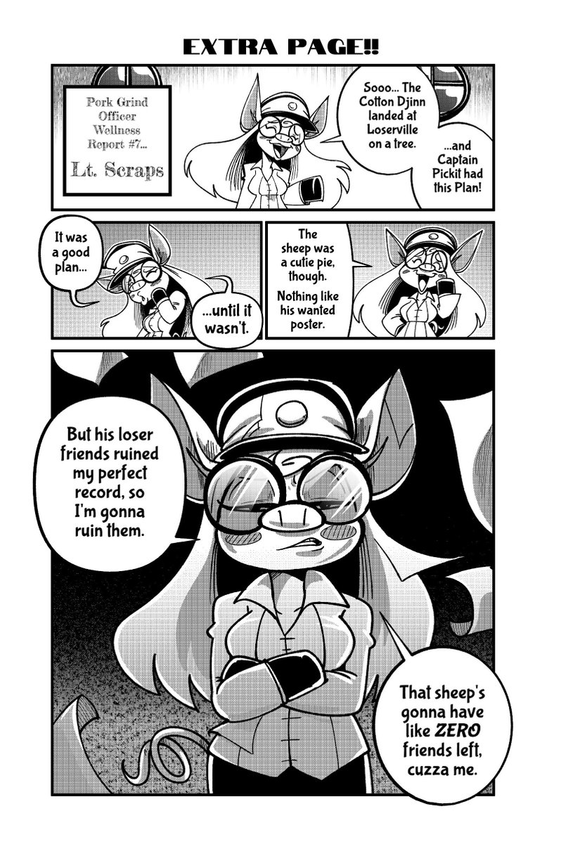 MuttonChopWSS's tweet photo. The Pork Grind Officer Wellness Report #7... Lt. Scraps.

She seems................................................... yeah.     

#shrinecomics #indiecomics #comics #muttonchop https://t.co/kOlYuIoiCX