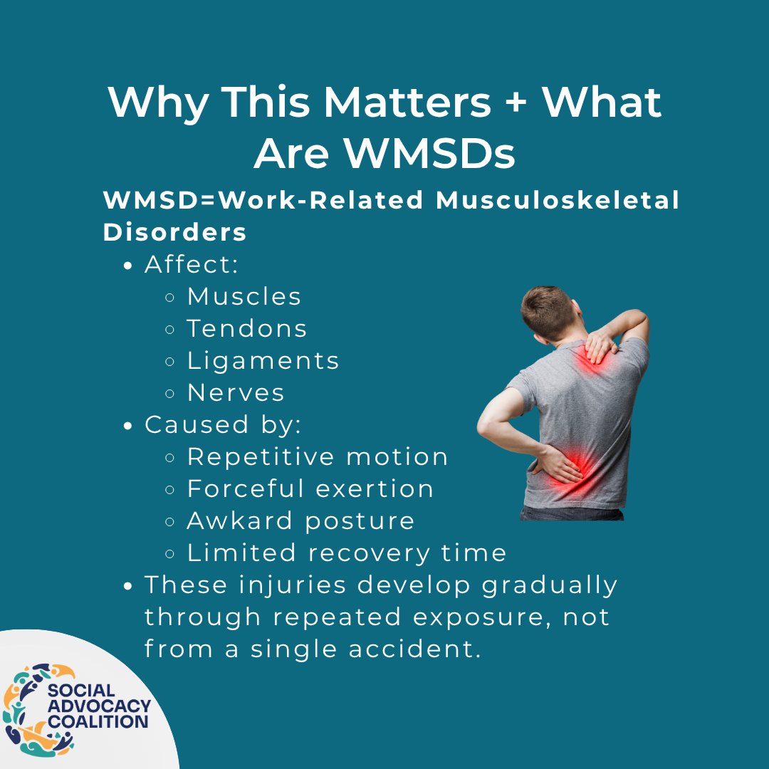 SACOV19's tweet photo. There is so much that people should be aware of can happen to their own bodies and those of their loved ones doing repetitive work. In this series, learn what makes exposure dangerous. 
#workplace #safety #workers #health #workersafety https://t.co/nBCsKFXGu0