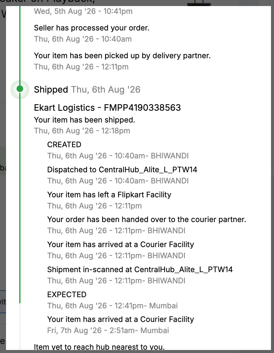 PrashantGupta_0's tweet photo. @flipkartsupport @Flipkart this is extremely frustrating.
My order has been sitting at a Mumbai courier facility with no meaningful update, while the delivery date keeps getting pushed by one day at a time.Yesterday it was 11 Aug, now it says 12 Aug. Order ID:OD338280504878051100 https://t.co/qPXgQLMJv6