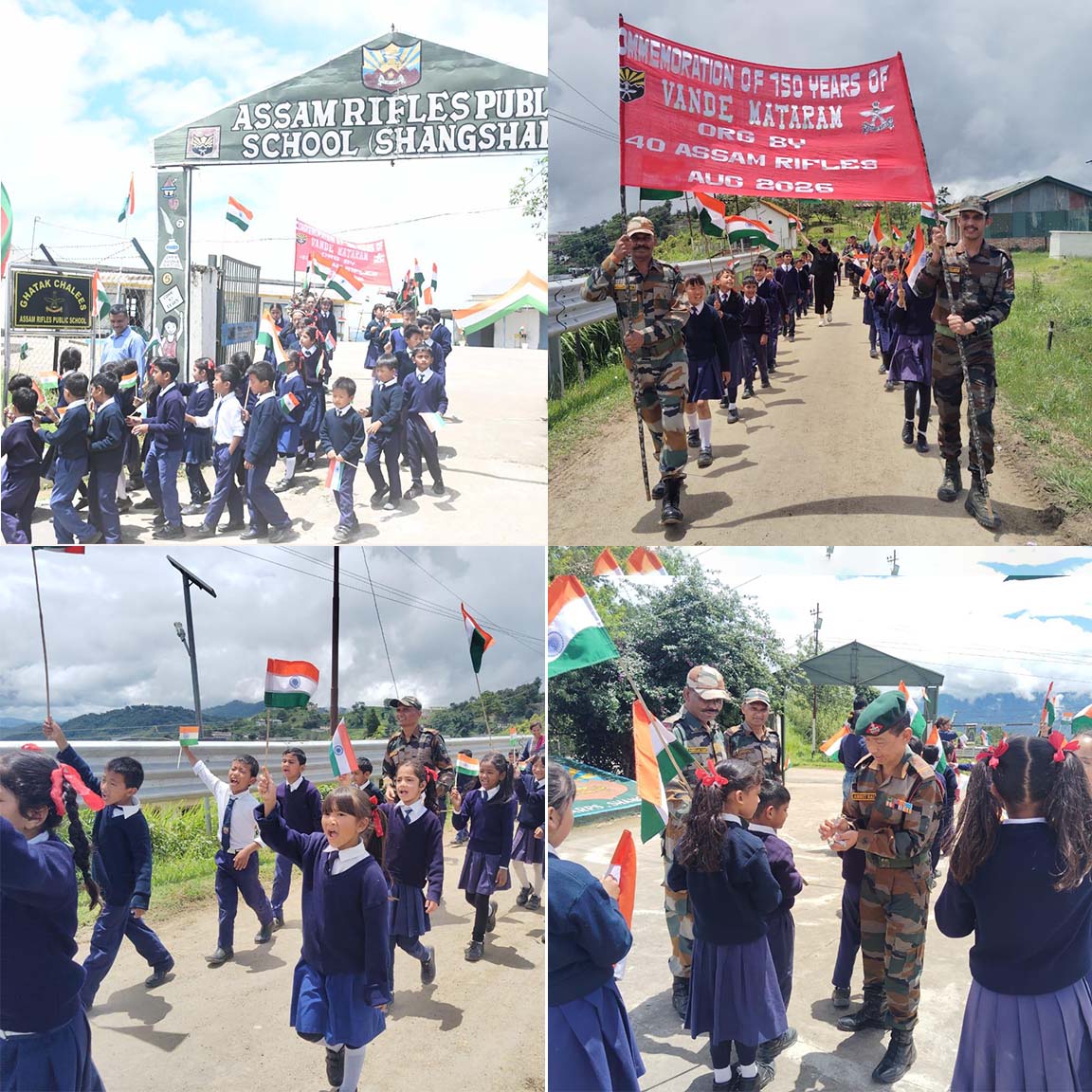 official_dgar's tweet photo. ASSAM RIFLES FOSTERS PATRIOTIC OUTREACH ACROSS MANIPUR THROUGH 'VANDE MATARAM' AND 'HAR GHAR TIRANGA' DRIVES

#AssamRifles conducted a series of civic action and youth outreach initiatives across Manipur from 04–10 August 2026, commemorating 150 years of “Vande Mataram” and supporting the Har Ghar Tiranga campaign.

At Kha Manipur College, Kakching, an Annual Training Camp engaged 450 NCC cadets, alongside 65 Assam Rifles personnel and NCC Officers, through physical training, health awareness, historical education, career guidance and national integration activities.

At Joupi, Chandel, 30 students and five teachers participated in a Vande Mataram awareness programme, while 50 residents at Pallel joined a Swachhata Abhiyan.

At Mombi, 28 villagers participated in the Tiranga Run 2026, including a 1.5-km run and house-to-house National Flag distribution.

At Shangshak, Ukhrul, 45 students and 10 teachers participated in a Tricolour March, while a Tiranga Rally from Kongkan Post to Lakhan Khuman Village in Kamjong further promoted unity and community participation.

The integrated initiatives promoted patriotism, youth empowerment, cleanliness, career awareness, civic responsibility and stronger civil-military relationsacross Manipur.

#AssamRifles #VandeMataram #150YearsOfVandeMataram #HarGharTiranga #Patriotism #YouthEmpowerment #Education #Innovation #CreativeLearning #FutureReady #NationBuilding #PatrioticSpirit #OperationSadbhavana #friendsofthenortheast #sentinelsofnortheast

@HMOIndia @adgpi @PIBHomeAffairs