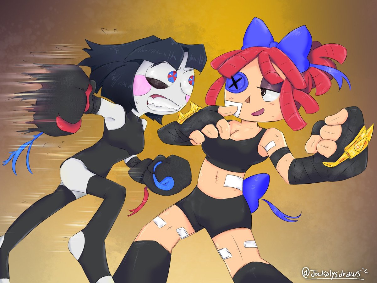 jockalysdraws's tweet photo. Pomni VS Ragatha #tadc #tadfc #pomni #ragatha #ragapom #jesterdoll #buttonblossom https://t.co/ceC1LNd9iN