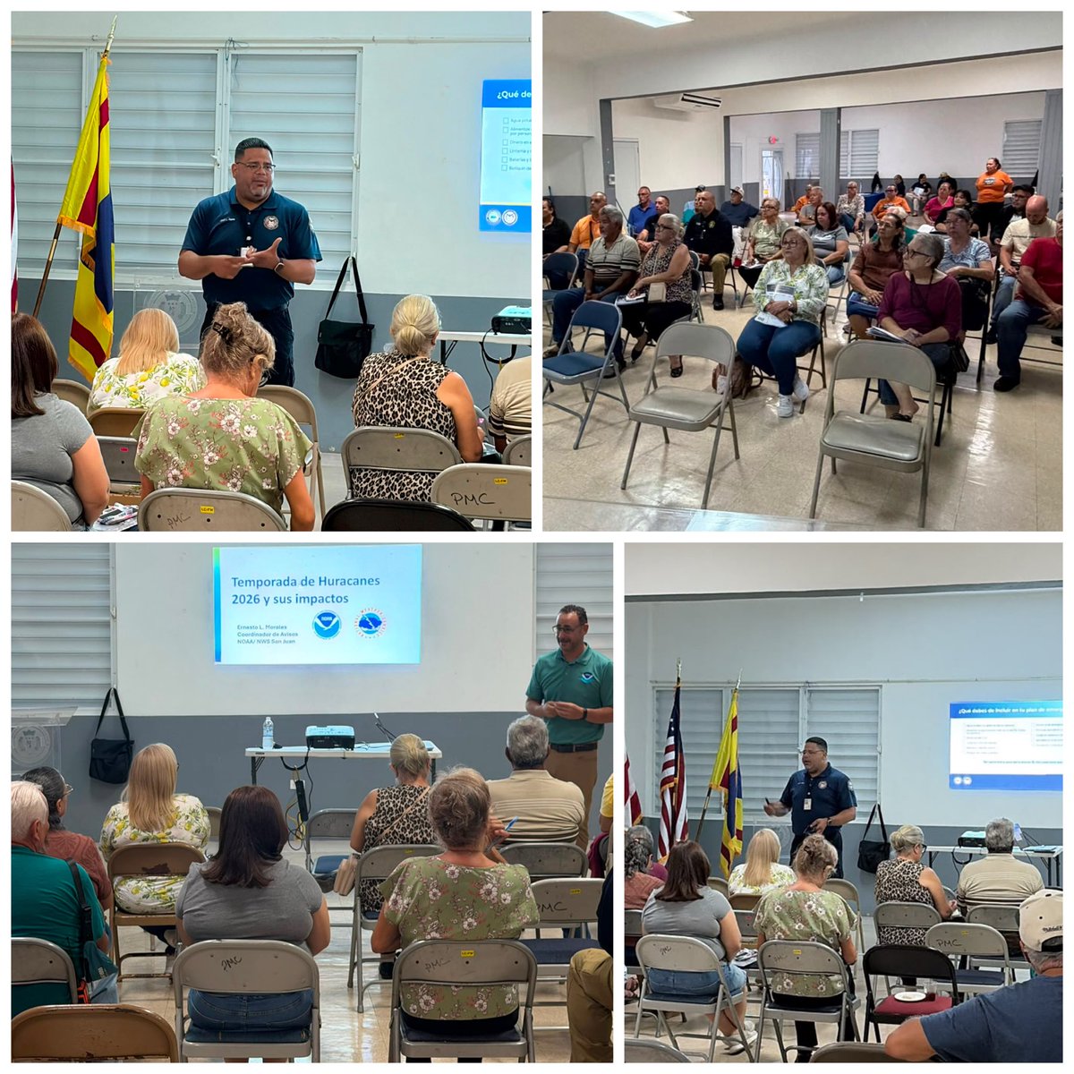 NMEADpr's tweet photo. Charla del director del Área de Preparación del NMEAD, José Ayala, y el meteorólogo, Ernesto Morales, sobre la  temporada de huracanes en el Bo. Frontón de Ciales. https://t.co/AeLwyrrKXM