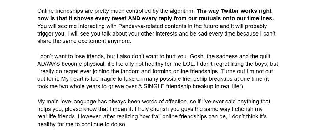 IMeowssage's tweet photo. This is less about Pandavva and more about how I view online friendships. But tl;dr : I'm currently trying to be more offline &amp; find a new muse, but when I do come back, I will still talk about them &amp; create things for them. BUB/block &amp; mute me if you're not comfortable with it! https://t.co/gR0xb6Oxtw