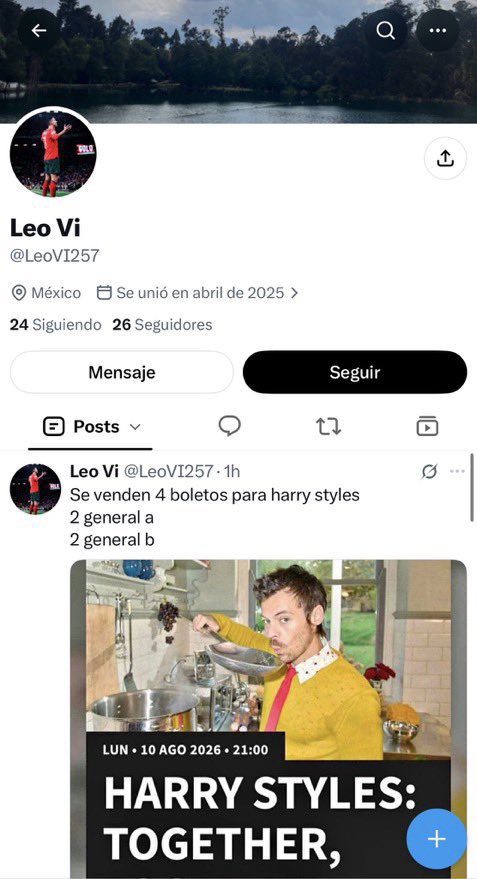 SiViaHarryEnMX's tweet photo. ESTAFA‼️

LA CUENTA

@LeoVI257 ESTÁ ESTAFANDO CON BOLETOS DE HARRY STYLES EN MÉXICO

EL SÁBADO ANDABA SEGÚN REMATANDO Y HOY TAMBIÉN 

NO TIENE BOLETO.
YA ESTÁ REPORTADAS LA CUENTAS

NO CAIGAN https://t.co/DoGAXUlVRU