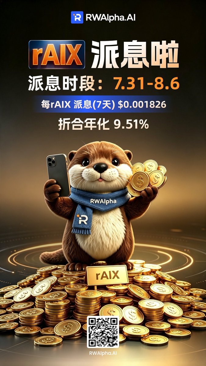 RWAlpha_AI_CN's tweet photo. 真实资产，筑牢收益基础。rAIX Vault | 9.51% APY。释放长期潜力。
#RWA #rAIX #StocksTokenization