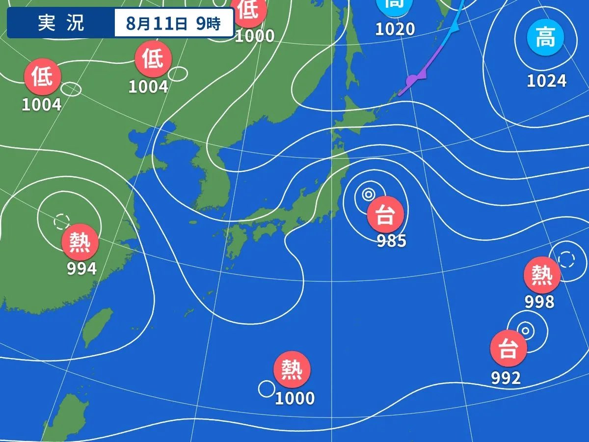 koteneco's tweet photo. 瀬戸内の漁師さんが昨日(8/10)投稿されてた高潮の動画を引用リツ
8/13の新月にかけて日本中の沿岸部で高潮に要注意
天気図を見ると低気圧ばかりで1020hpa以上の高気圧は北海道の遥か北
日本周辺の海全体的に低気圧で吸い上げられ、更に新月の吸い上げが重なる
台風の風も南から北へ東京湾に向けて吹く https://t.co/ePn0Wz8OU1