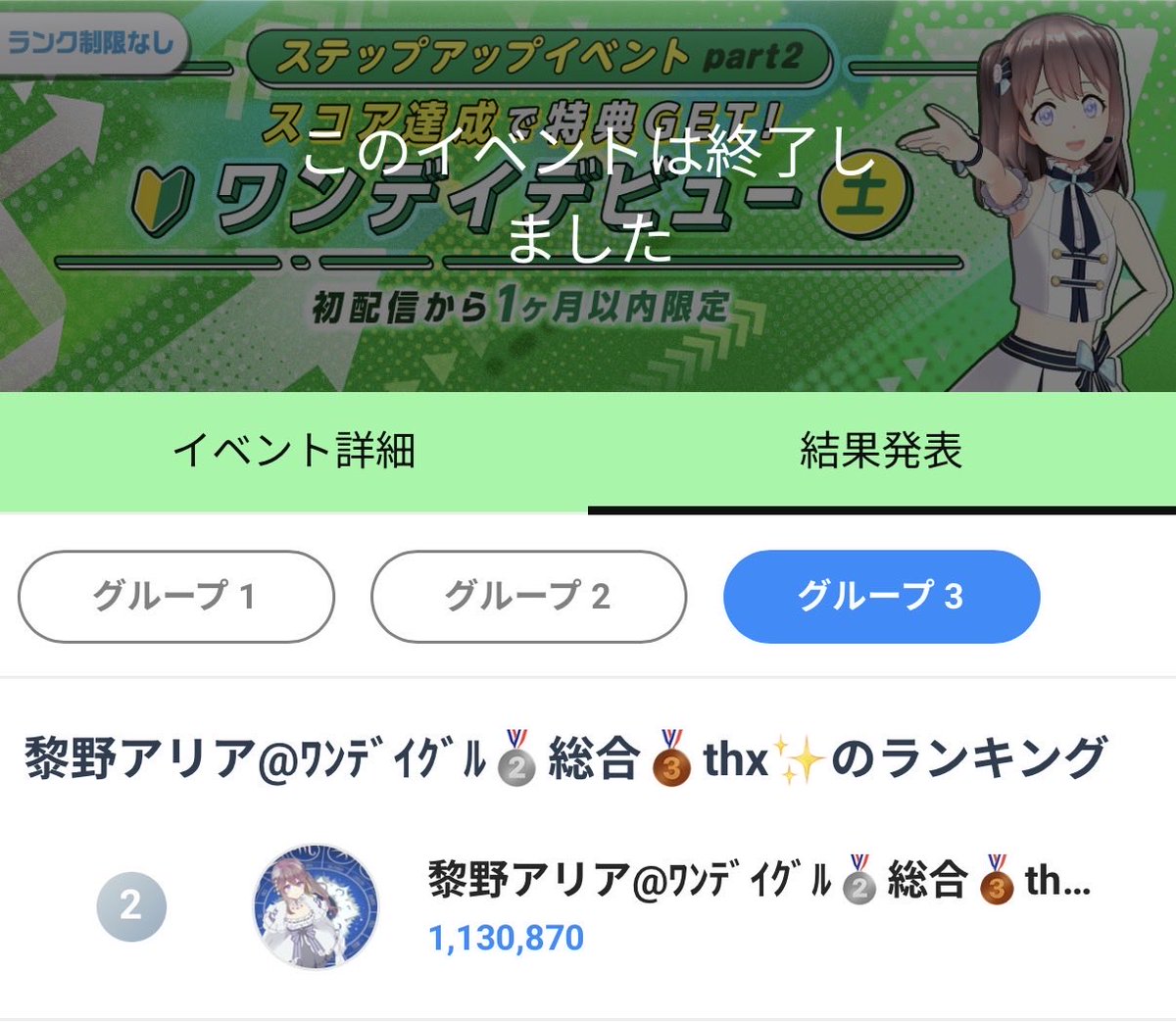 aria_yoakeno's tweet photo. #ANNIN夏祭り

改めまして…
7/25ワンデイではたくさんの応援
本当にありがとうございました…！

「めちゃくちゃ楽しかった～‼️」

とにかくこの一言に尽きます！
満足感と充実感に満たされてて
幸せいっぱいの最高の１日でした💐

合計1,130,870pt。
グループ２位＆総合３位。
同時に初A帯にランクアップ💎

たくさんの応援をいただき
こんなにも素晴らしい結果を得て
私は本当に幸せ者です😭✨

ただ…本音を言えば、
悔しさが全くないといえば
嘘になります。

いろいろな面で
自分の力不足は感じたし
もっと上を目指したい欲も
なかったわけじゃない。

それでも「楽しかった！」と
すがすがしい気持ち１２０％で
一日を終えることができたのは

　『最高に楽しい時間を
　  みんなと一緒に作り上げた』

それだけは間違いない！と
こころから胸を張って言える
絶対の自信があったからです🥇✨

特にラスランLIVEのとき
ライオンを歌っていた時の
盛り上がりは激熱＆最高潮🎤🔥

歌の力で心がひとつになるって
本当に幸せだ…！と改めて思ったし

筋トレも味変もセリフも
あの場にみんながいてくれたから
面白い展開が生まれて大笑いできた。

本当にどうもありがとう…‼️

まだまだ未熟なところも多いですが
たくさんの人に歌を届けるために
精いっぱい頑張っていくので

これからも応援よろしくね🥰💕

来週からはデビュパも始まります
ANNNINリアイベに出演するために
いい結果を残せるように頑張るぞー！！

#REALITY