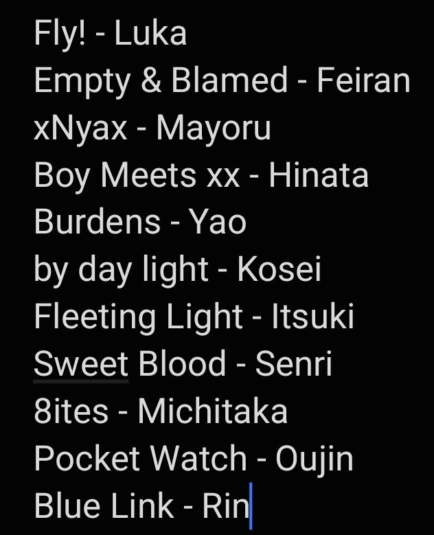 ce_ritchayoi's tweet photo. Got my brother to name and try to match strange eden characters with their songs and I am. Speechless. I genuinely need to know what the fuck he was on for the songs https://t.co/HY0DzojwVM