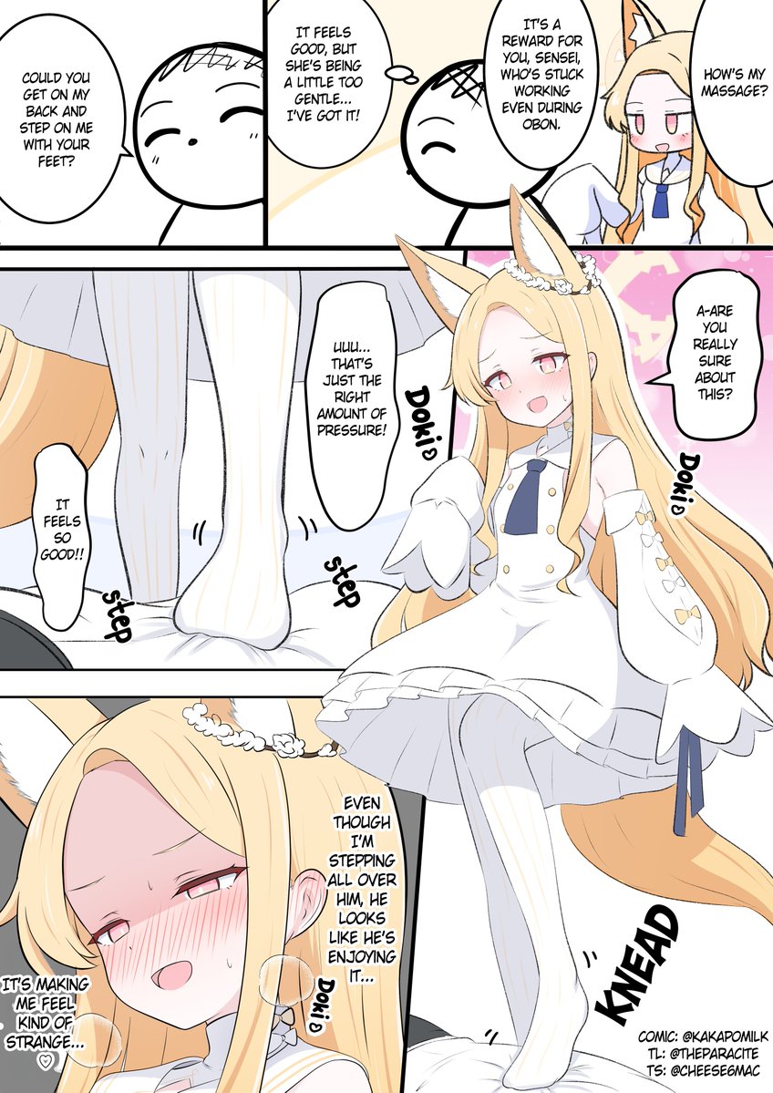 Cheese6Mac's tweet photo. 英語版です! [EN]
Seia-chan's Massage
Beacuse Asuna and Karin were giving massages in yesterday morning's video!
I want MikaNagi to give me a massage too...
Translation/英訳 @TheParacite
Typeset/植字工 @Cheese6Mac
#ブルアカ #BlueArchive https://t.co/NzPF5WRdj2
