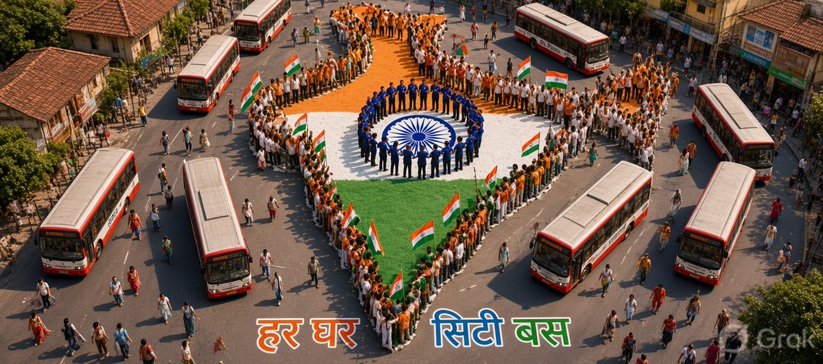 BJP4PuneFreeBus's tweet photo. हर घर सिटी बस, पुणे शहराला आस!
Convenience at every door, traffic ka full bye-pass!
🇮🇳 तिरंगा घराघरात, सिटी बस मनामनात!
#HarGharCityBus #HarGharTiranga #HGT2026 #VandeMataram150 #CultureUnitesAll
#SelfieWithTiranga #PuneOnTheMove https://t.co/iuROZxoLxL