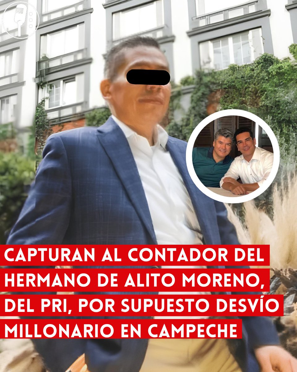 YosoyPedrero's tweet photo. 🚨OJO: CAPTURAN AL CONTADOR DEL HERMANO DE ALITO MORENO, DEL PRI, POR SUPUESTO DESVÍO MILLONARIO EN CAMPECHE

La Secretaría de Seguridad y Protección Ciudadana detuvo en Ciudad de México a Luis Antonio Espinosa Campos, señalado como contador y representante de las empresas de Emigdio Gabriel Moreno Cárdenas, hermano de Alejandro “Alito” Moreno, dirigente nacional del PRI.

De acuerdo con la información disponible, Espinosa Campos será trasladado a Campeche para enfrentar acusaciones por el delito de peculado ante la Fiscalía Especializada en Combate a la Corrupción de la entidad.

La detención vuelve a poner bajo los reflectores al entorno empresarial y familiar de Alito Moreno, quien durante los últimos años ha enfrentado cuestionamientos sobre el patrimonio y las operaciones relacionadas con su círculo cercano.

El caso ahora queda en manos de las autoridades de Campeche, que deberán determinar la responsabilidad del detenido y esclarecer el posible desvío de recursos. Por tratarse de una acusación, corresponderá al proceso judicial establecer los hechos y las responsabilidades correspondientes.