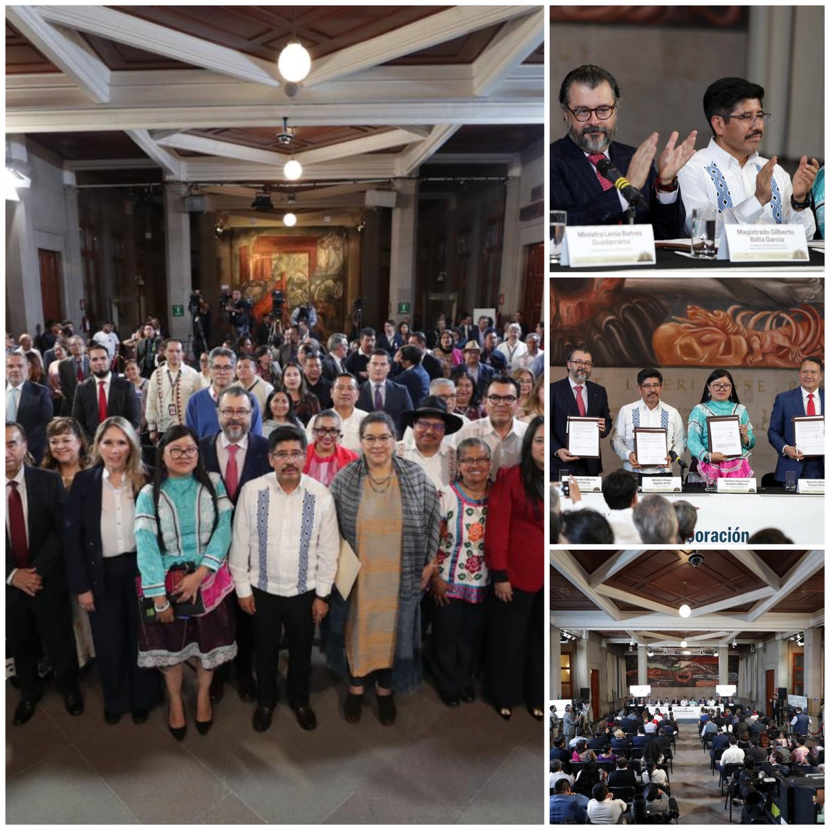 gbatizg's tweet photo. Hay una máxima jurídica que conviene recordar: nadie debe ser juzgado sin antes ser escuchado.

Hoy suscribimos el Convenio Marco de Colaboración entre la @SCJN , el @OAJ_Mex , el @TEPJF_informa , el @INEMexico , el @INPImx y el @INALIMEXICO , un instrumento para fortalecer el acceso de los pueblos y comunidades indígenas y afromexicanas a sus derechos político-electorales y a la justicia electoral.

México es una nación pluricultural. Esa diversidad no puede quedarse sólo en el texto constitucional: debe traducirse en instituciones capaces de escuchar, comprender y resolver considerando lengua, territorio, contexto, sistemas normativos y formas propias de organización.

La lengua no es un elemento accesorio del procedimiento. Es una condición de acceso a la justicia. Cuando una persona no puede expresarse plenamente en su idioma, la justicia escucha menos; cuando una autoridad no cuenta con intérpretes, traductores o herramientas de comprensión cultural, puede decidir sin entender plenamente el conflicto.

Desde el Tribunal Electoral, esta responsabilidad tiene cauces concretos: la Defensoría Pública Electoral, que brinda orientación, asesoría, representación jurídica y coadyuvancia en mediación de manera gratuita; y la Escuela Judicial Electoral, cuya labor de formación especializada contribuye a fortalecer una cultura jurisdiccional democrática, intercultural y cercana a la ciudadanía.

Este convenio confirma una idea de fondo: los pueblos no deben adaptarse a las instituciones; son las instituciones las que deben estar a la altura de la pluralidad constitucional de México.