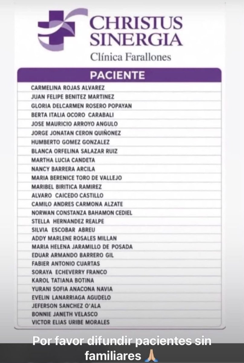 vantecosmicx's tweet photo. Pacientes en dos clínicas d Cali. 

Están si  acompañante y/o sin identificar. Fueron traslados tras el sismo.

POR FAVOR DIFUNDIR https://t.co/pDWOKmTXPG