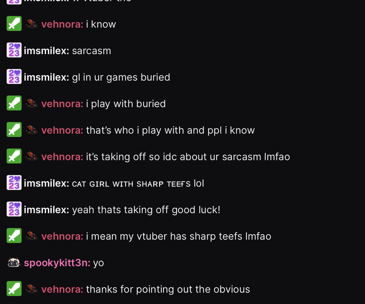 vehnora's tweet photo. a streamer doesnt have to play w u fyi. i was duo q w/ a streamer i know &amp; someone in his chat started askin to play with us. when i said i only play w/ ppl i know, they came for my “vtuber with sharp teefs” &amp; told me it wasnt going anywhere vtubers are allowed to hv boundaries https://t.co/NDCL3HPJtO