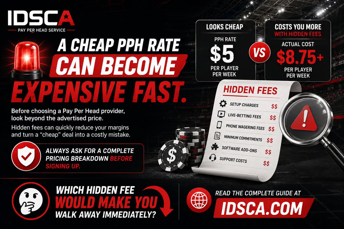 IdscaPph's tweet photo. 🚨 A low advertised PPH rate doesn’t always mean a low total cost.

Setup fees, minimum commitments, software add-ons, support charges, and other extras can add up quickly.

More info: https://t.co/IRhk1YHWzr
#PayPerHead #PPH #BusinessCosts https://t.co/USXHyr9o0E