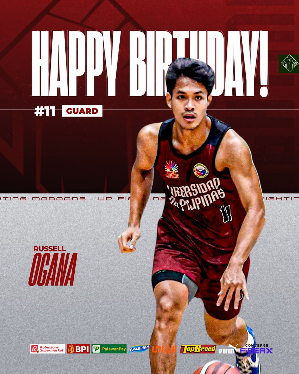 upmbt's tweet photo. RUSS GETTING STARTED ⬆️

The UP Men's Basketball Team family would like to greet the sharpshooter, Russell Ogana a happy birthday! 

Enjoy the day, Russ! 🎉

#UPFight #nowheretogobutUP https://t.co/TEzA4v8vuc