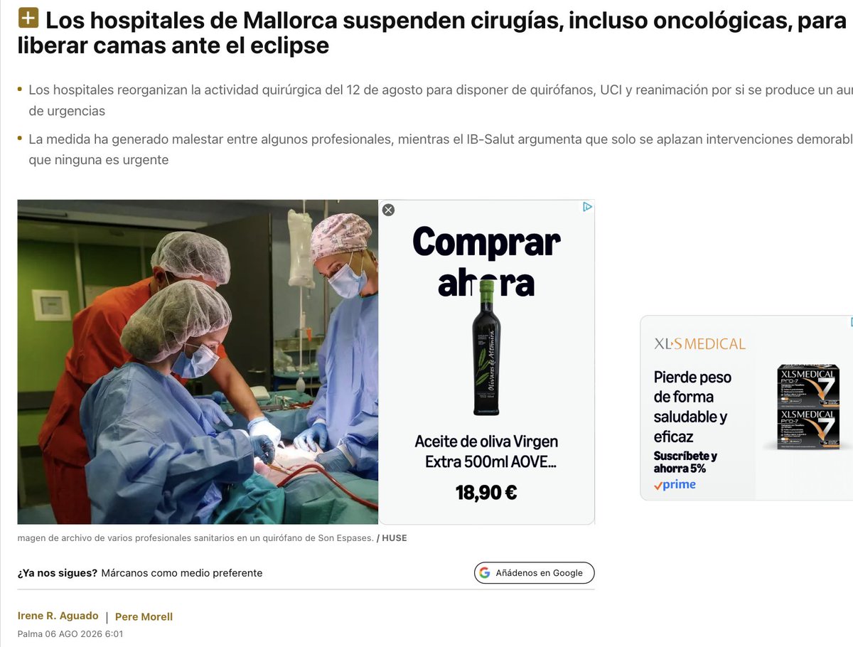 PCorazonAlado's tweet photo. Me están llegando diversas informaciones que apuntan a que el Gobierno de España, como brazo ejecutor de la oligarquía satánica, podría estar preparando un nuevo atentado contra la población civil, en sincronía y relacionado con el eclipse de sol de mañana.

Podría ocurrir a nivel nacional o en una o varias zonas localizadas.

Basándome en el conocimiento que tengo y la información de la que dispongo hasta este momento, considero que Mallorca es un lugar en el que es bastante probable que se produzca una tragedia que afecte de manera multitudinaria.

Los arcontes están sedientos de sangre y "hambrientos" de energía de baja frecuencia de vibración, y, previsiblemente, este eclipse solar es el momento que aprovecharán para darse un buen "banquete".

«Los hospitales de Mallorca suspenden cirugías, incluso oncológicas, para liberar camas ante el eclipse»: https://t.co/yeZjV61wa7

«Llamamiento a donar sangre antes del eclipse para reforzar las reservas de Baleares frente a una posible emergencia»: https://t.co/h4syQ59epc