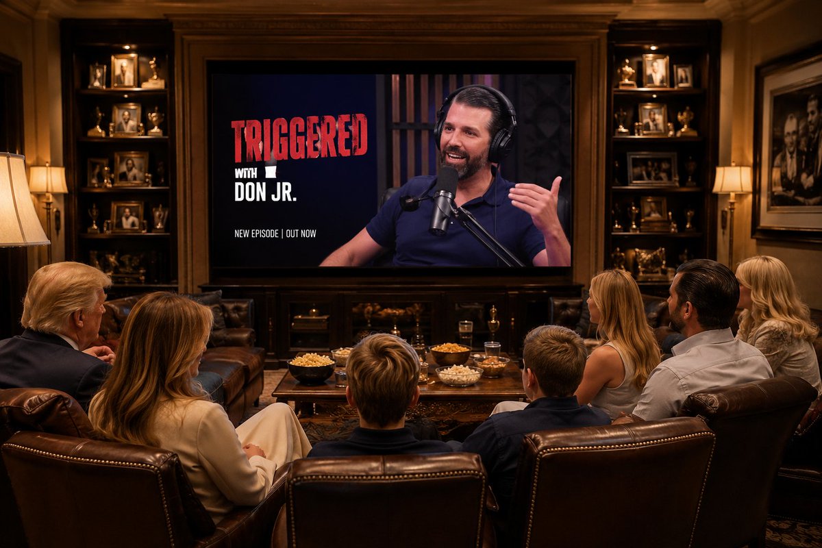 DanicaPavi43369's tweet photo. 📺🍿 Family time with a TRIGGERED twist! 😏🔥
Donald, Melania and the Trump family are enjoying some quality time together while tuning in to Don Jr.’s latest episode.
Nothing beats family time — especially when the conversation gets a little TRIGGERED! 
#DonJr #FamilyTime 🇺🇸 https://t.co/8VZigk6Y4N
