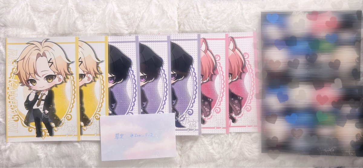 Sua_lls2's tweet photo. 𓊆 ⛩🌙 ブロマイド 交換 .⋆𝜗𝜚 𓊇

あるべき方の元へ届きますように🙏🏻💭ྀི

[ サイズ：L判 ]　〖異種交換検討🈶〗

<交換> 普通郵便
譲｜画像のもの
等身▸▸💚8  🩷3  💜4  ❤️1
デフォ▸▸⛩🌙2  🩷2  💜3  💛2

求｜🩵：等身＞SD

#待宵グッズ交換 https://t.co/vK7I4DgG26