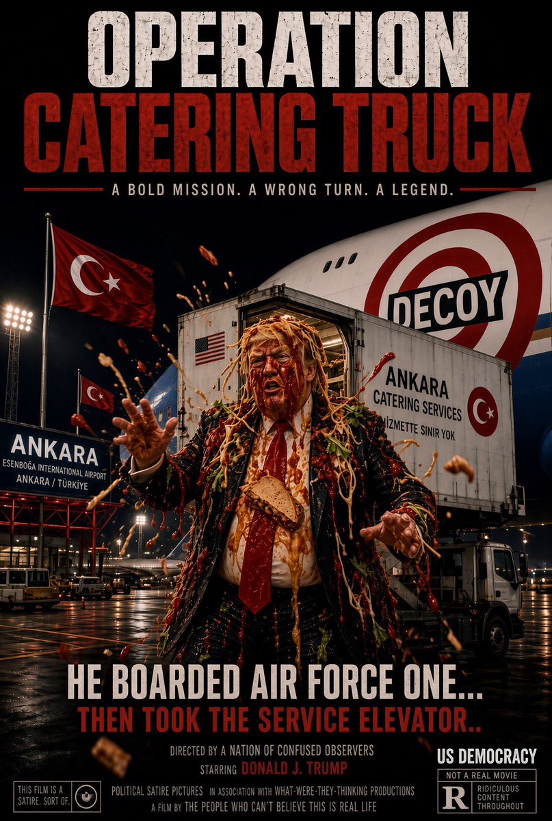 goRubenRuben's tweet photo. @Turquoise__Cat COLD BLOODED !
Trump hid in catering truck in turkey and left all the media and White House staffers on the decoy Air Force one due to serious threats!
#TrumpTurkeyOps #USDemocracy #AF1Decoy https://t.co/pYN11h2jCu